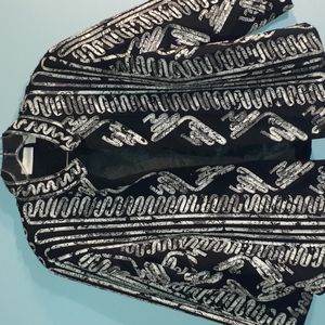 Chico's Black White Swirl Print Jacket Sz 0